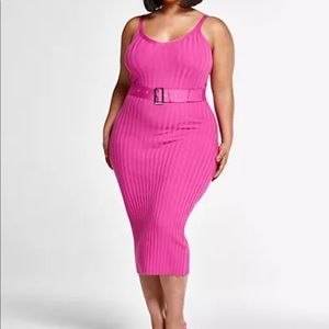 Belted Ribbed Knit Dress